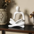 thumbnail image 5 of Reading Woman Statue for Home Decor, Contemplative Female Figurine, Resin Abstract Sculpture, Modern Bookshelf Ornament, Thoughtful Gift for Book Lovers, 5 of 6