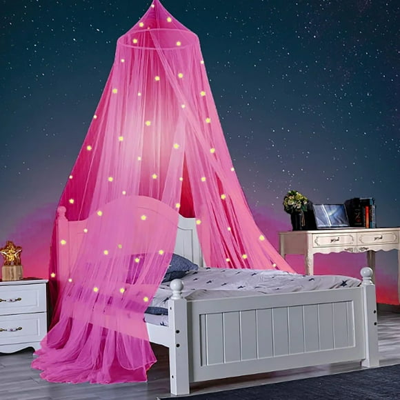 Curtains For Living Room,Dome Glow In The Dark StarsBed Canopy Bed Net Foldable Canopy Bed Room Decor HouseholdSupplies,Pink