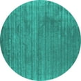 thumbnail image 1 of Ahgly Company Machine Washable Indoor Round Abstract Turquoise Blue Contemporary Area Rugs, 3' Round, 1 of 4