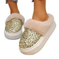 thumbnail image 5 of Wovix Women's Sequin Fashion Casual Lined Slippers Carnival Slippers Comfort Memory Foam House Slippers Gold 39, 5 of 7