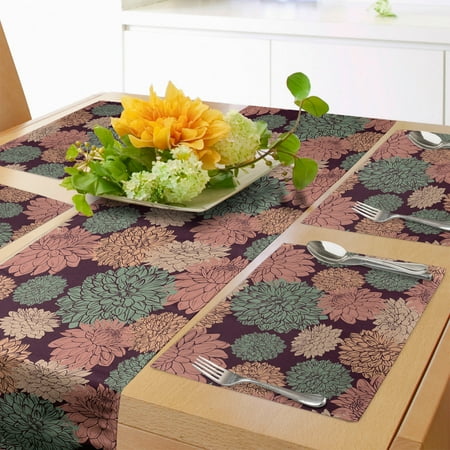 

Floral Table Runner & Placemats Digitally Generated Graphics of Flowers Set for Dining Table Decor Placemat 4 pcs + Runner 12 x90 Maroon Multicolor by Ambesonne