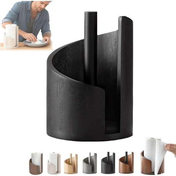 Mountain Paper Towel Holder, 2026 New, Mango Wood and Iron Base, One-Handed Operation, Fits Jumbo Rolls, for Kitchen and Bathroom, Brown