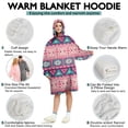 thumbnail image 5 of Wearable Oversized Blanket,Pink and Teal Geometric Boho Pattern Wearable Blanket Hoodie for Adults,Cozy Hooded Blankets with Super Pockets,Super Warm Fuzzy Pullover for Women & Men, 5 of 6