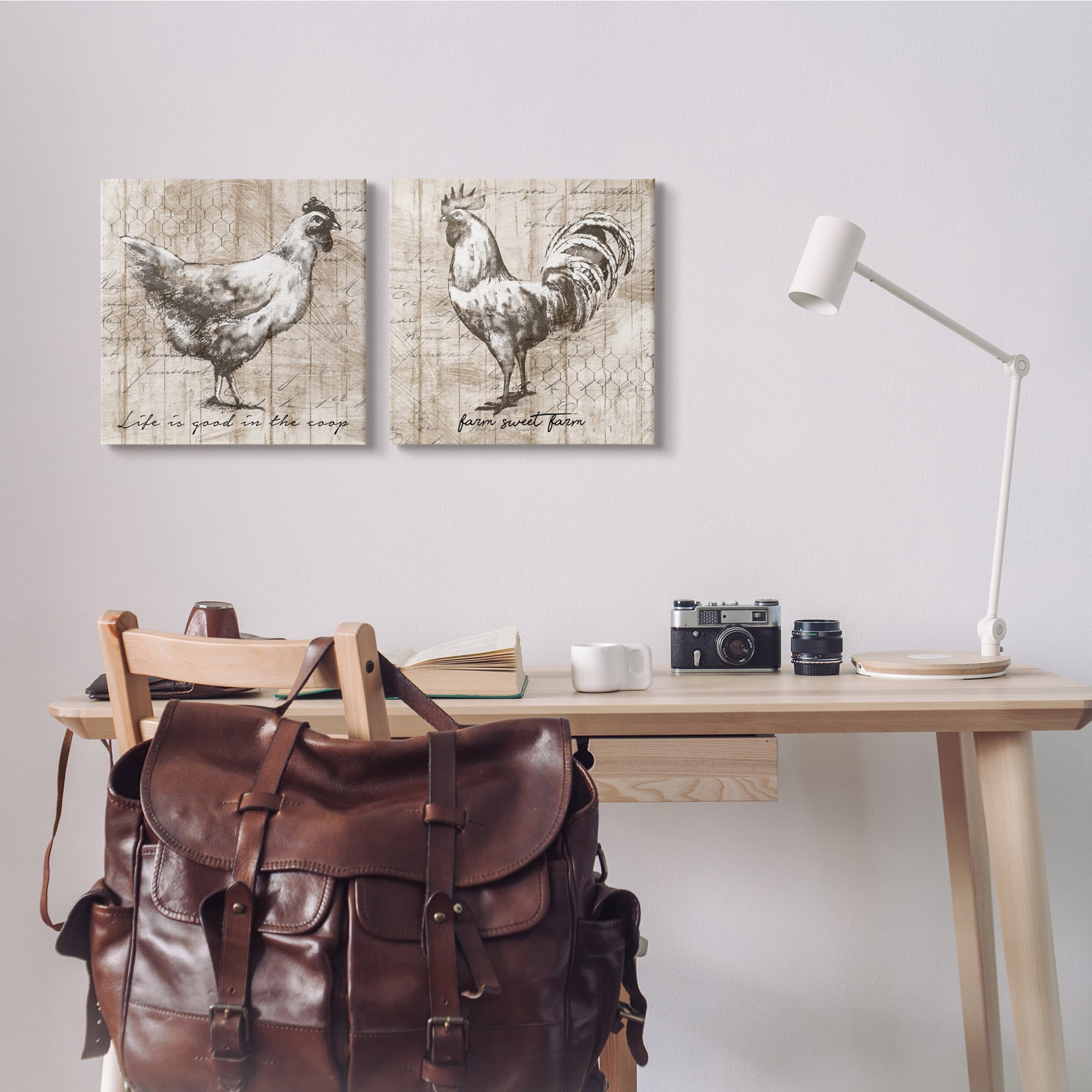 Stupell Industries Rustic Hen Rooster Illustration Life is Good Phrases, 17 x 17, Design by Conrad Knutsen