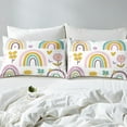 thumbnail image 5 of Cute Rainbow Sheets Colorful Stripes Sheet Set, Lovely Cartoon Rainbow Bed Sheets Set Teens Bedroom Decor Sun Flowers Love Hearts Bed Set King Size with 2 Pillow Cases, 5 of 6