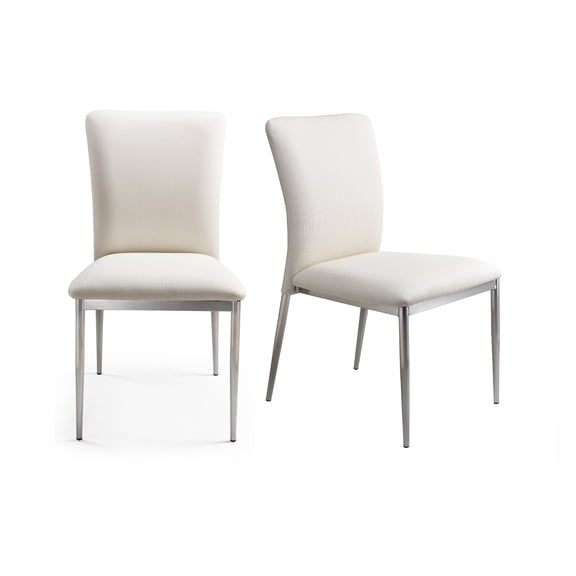 Dining Chairs Contemporary Faux Leatheratte Side Chair Set of 2, Soft White Color,Dining Room Seating