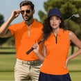 thumbnail image 2 of HUIACONG Orange Matching Golf Shirts for Couples Sleeveless Golf Shirts for Women Athletic Wear Mens Short Sleeve Shirt Quarter Zip Casual Lightweight Hawaiian Collared Shirt Man S, 2 of 6