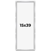 15x39 Frame Silver Whitewashed Wood Grain Solid Wood Shadow Box | 0.75 Inch Moulding Width | 0.75
