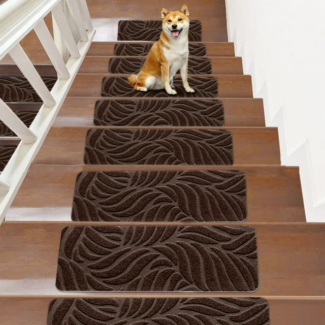 SPOORYYO Non-Slip Carpet Stair Treads for Indoor Use - Slip-Resistant Mats with Reusable Adhesive - Easy to Clean and Install - Suitable for Pets and Elders