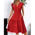 thumbnail image 4 of Zeagoo Women's Midi Dress Casual Summer Dresses V Neck Tiered Swing Dress with Pockets Womens Short Sleeve Sundress Loose Travel Dresses, 4 of 6
