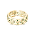 thumbnail image 3 of AFFY Round Simulated Emerald Hollowing Flower Ring for Women 14K Yellow Gold over Silver-7.5, 3 of 5