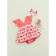thumbnail image 3 of Kiapeise 2PCS Baby Girls Heart Pattern Sleeveless Romper Dress and Headdress, 3 of 8