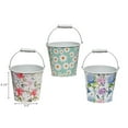 thumbnail image 2 of IH Casa Decor Floral Metal Round Planter With Handle Asstd - Set of 3, 2 of 3