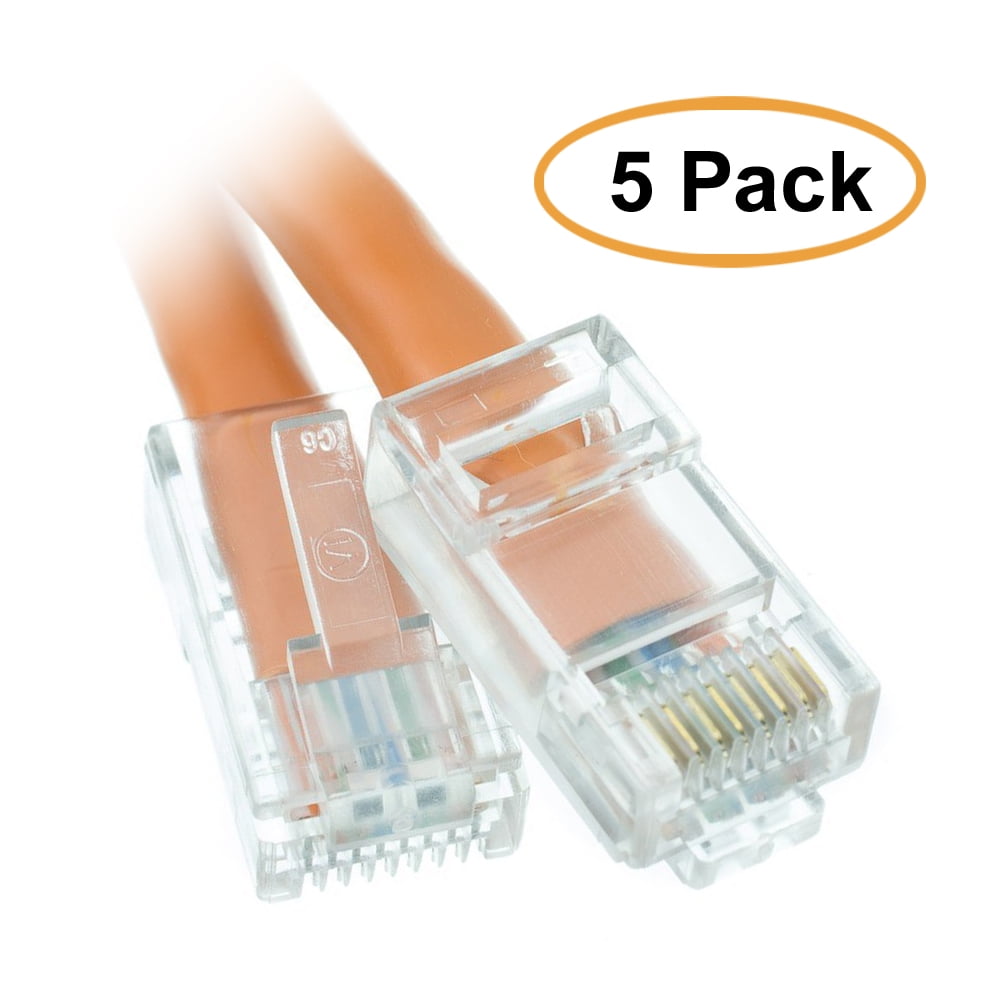 CNE14679 Pack of 5 Bootless 10-Feet Cat6 Orange Ethernet Patch Cable 