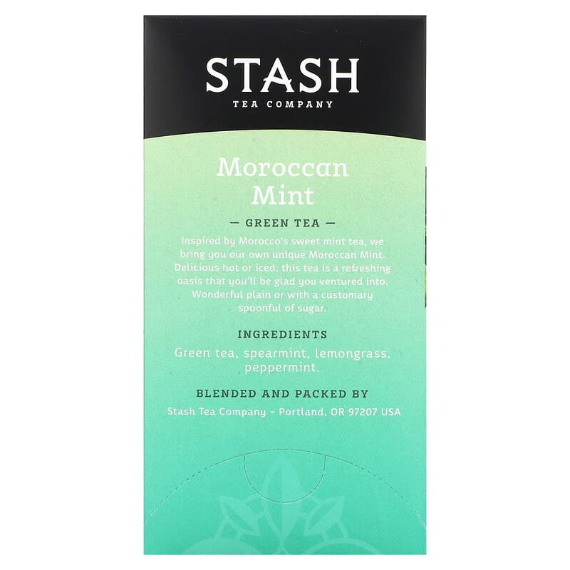 Stash Tea, Green Tea, Moroccan Mint, 20 Tea Bags, 0.9 oz Pack of 3