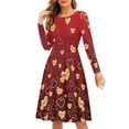 thumbnail image 4 of FKELYI Love Heart Women Dresses Size XL Casual Gold Women Dress Long Sleeve Party Polyester Swing Skater Midi Dress Valentine's Day Gift, 4 of 5