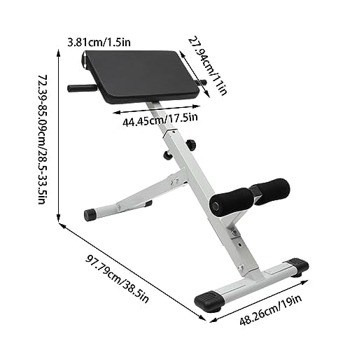 Hyperextension Bench with Adjustable Height and Back, Multi-functional Workout Bench, Back Extension Roman Chair