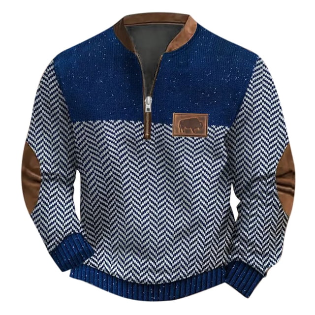 Ediodpoh Chandail à Capuche Sans Capuche pour Hommes 2024 Mode Automne/hiver Décontracté Impression Numérique 3D Tricot Demi-Fermeture à Glissière Col Rond pour Hommes Grande Taille Chandail à Capuche Col Rond Violet Clair m