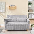thumbnail image 2 of Corduroy Pull-out and Push-in Sofa with Dual Functions,Convertible Sofa Bed with a Movable Tabletop and USB Ports,Adjustable Backrest Couch Bed for Living Room ,Bedroom and Guest Room,Gray, 2 of 7