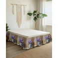 thumbnail image 2 of Purple Lavender Bed Skirt California King Size 18" Drop Wood Board Iron Bucket Oil Painting Style Ruffled Wrap Around Bed Skirts Adjustable Elastic Bedskirt Dust Ruffle for California King Size Bed, 2 of 7