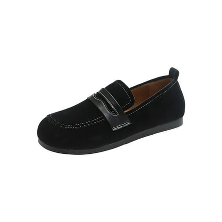 

SIMANLAN Women Loafers Comfort Flats Non-slip Flat Shoes Ladies Breathable Moccasins Women s Slip On Casual Shoe Black 7