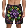thumbnail image 3 of Uemuo Mardi Gras5 Pattern Mens Swim Trunks Quick Dry Board Shorts with Mesh Lining, Stretch Beach Shorts Quick Dry No-Chafing Board Shorts-Small, 3 of 9