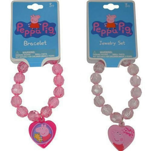 Peppa Pig Faceted Beaded Bracelet with Plastic Charm 2 Asstd.