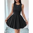 thumbnail image 2 of Dresses for Women Casual Sleeveless Backless Crew Neck Tank Mini Short Dress Bubble Sundress Black S, 2 of 8