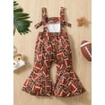 thumbnail image 3 of Bagilaanoe Toddler Baby Girl Jumpsuit Sleeveless Football Print Romper Overalls 6M 12M 18M 24M 3T 4T Kids Long Flared Pants Casual Outfits, 3 of 9