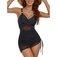 thumbnail image 7 of XIAOCHA Women's V Neck Ruched Swim Dress Elegant Bathing Suit with Tie for Beach, 7 of 7