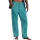 thumbnail image 1 of Pantalones de Lino de los Hombres con Cordón Elástico de Color Sólido Pantalones Sueltos 60% Algodón 40% Lino, Pantalones Casuales para el Verano, 1 of 5