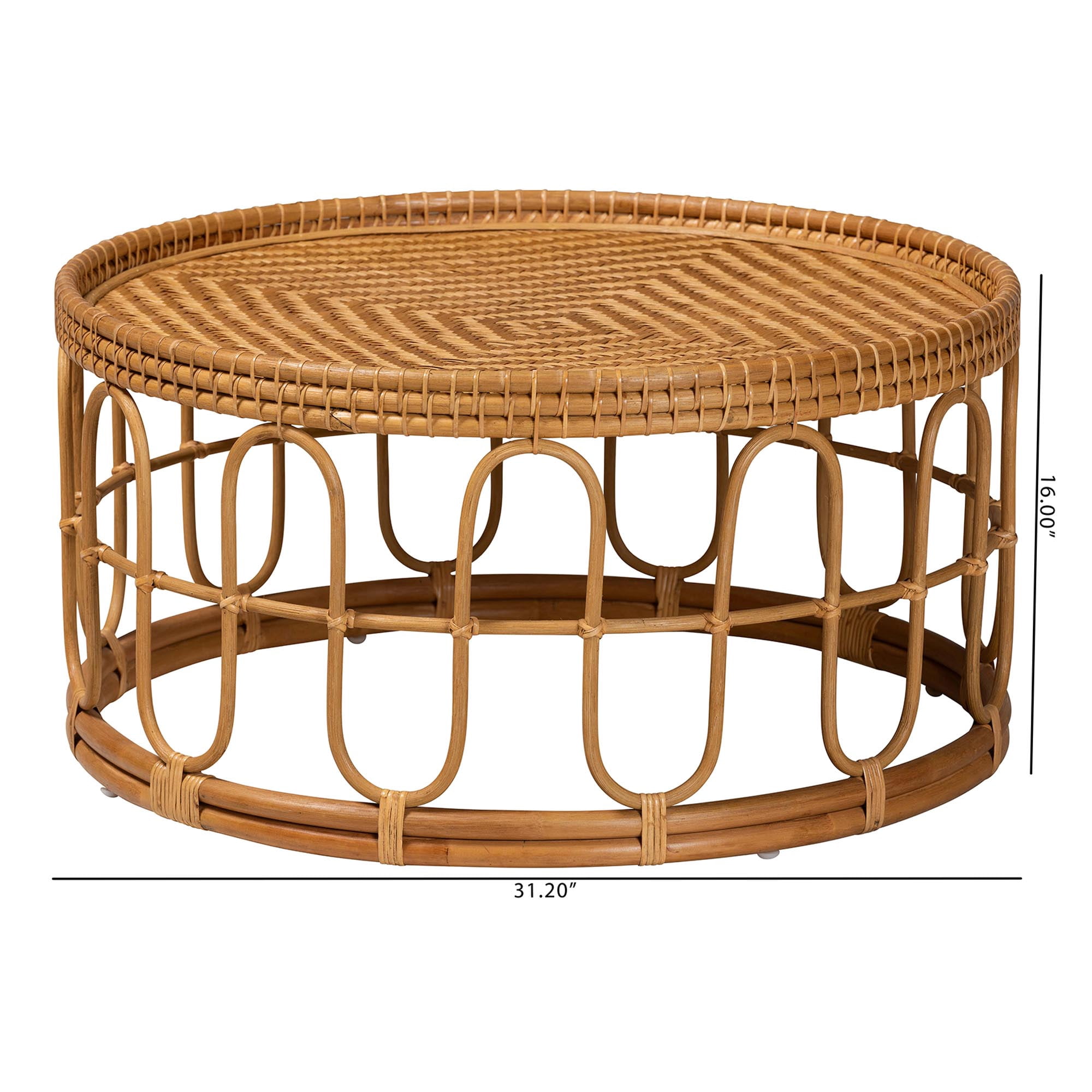 bali & pari Phoenix Rattan BOHO Coffee Tables, Light Honey