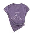 thumbnail image 3 of Women's T Shirts Funny Graphic Short Sleeve Loose Fit T Shirts Basic Tees for Women Purple XXL, 3 of 3