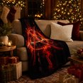 thumbnail image 3 of Crossed drumsticks snare fire black red Flannel Blanket for bedroom music room studio living room percussion Home Decor fiery soundwave rhythm art Gift for drummers, 3 of 9