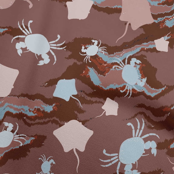 oneOone Polyester Spandex Brown Fabric Sea Sewing Fabric By The Yard Printed Diy Clothing Sewing Supplies 56 Inch Wide