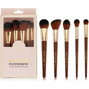 Spectrum Collections Pantherine Face Make Up Brushes, Spectrum Makeup Brushes Set Including Foundation, Contour and Blusher Brushes, Soft Synthetic Bristles, Brown 5 Piece Makeup Brush Set