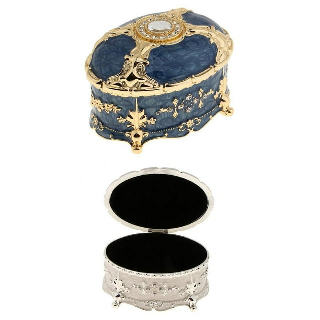 Joyero Fernando Contenedor de caja de joyería Retro Europeo Oval Azul