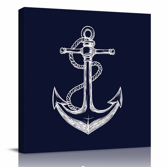 Canvas Print Wall Art Oil Paintings Nautical Anchor Navy Blue Picture Prints Artwork for Living Room Kitchen Bathroom Bedroom
