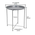 thumbnail image 3 of Home Basics Foldable Round Multi-Purpose Side Accent Metal Table, Matte Grey, 3 of 5