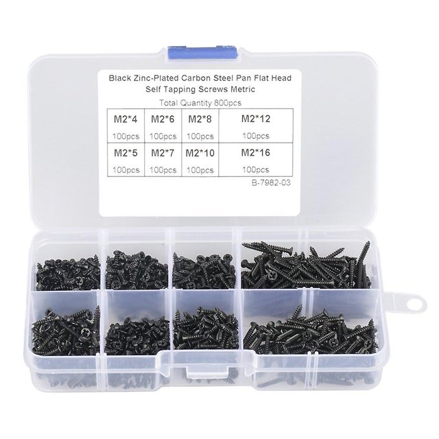 Paquete de 800 tornillos autorroscantes para carpintería de cabeza plana Phillips M2 con caja (#2)