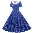 thumbnail image 5 of Dresses For Women Sevevn Women's Vintage A-Line Flare Dress Short Sleeve Polka Dot Print with Bow Knot for Prom And Party, 5 of 5