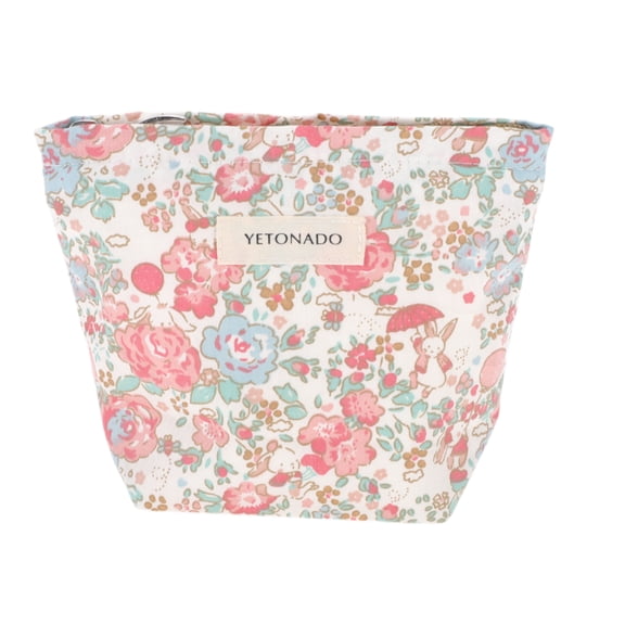 Unique Bargains 1 Pc Portable Rose Rabbit Makeup Bag Polyester Cotton Pink Small