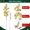 thumbnail image 2 of Duslogis 20 Pack 7.8Inch Christmas Glitter Berries Stems Artificial Valentine's Day Picks for Christmas Tree Ornaments, DIY Xmas Wreath, Crafts, Holiday and Home Decor, Gold, 2 of 7