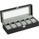 thumbnail image 1 of SONGMICS Caja de Relojes para 6 Relojes, Estuche de Relojes, 11.2 x 30 x 8 cm, Negro y Gris Verdoso, 1 of 6