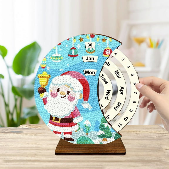 Diamond Painting Advent Calendar 2025 - Christmas Countdown Calendar with DIY Gem Art Kits, Wooden Rotating Stand, 7.48 x 7.09 Inches