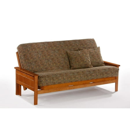 - Seattle Loveseat Lounger Futon Frame in honey oak finish
