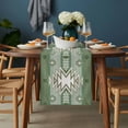 thumbnail image 2 of Sage Green Boho Table Runner - 108 Inch Long, Kitchen Dining Table Runner Dresser Scarves, American Native Southwest Abstract Art Farmhouse Decor for Coffee Tables Wedding Party Banquet, 2 of 8