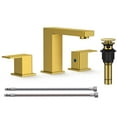 thumbnail image 1 of FORIOUS Brushed Gold Bathroom Vanity Faucet 3 Hole, 8 Inch Widespread Square Bathroom Sink Faucet with Metal Pop-Up Drain and cUPC Supply Lines Included for Restroom, 1 of 8