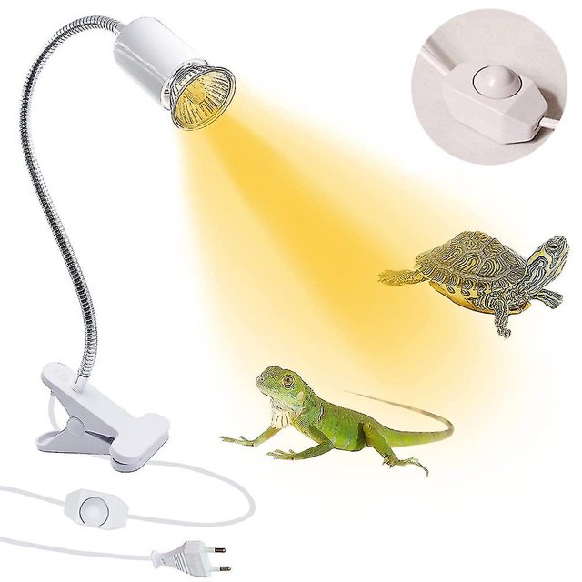 Lámpara de calor para reptiles Lámpara de punto para tomar el sol de tortuga Tortuga Abrazadera de luz giratoria 360 Abrazadera de luz de escritorio con clip de cerámica flexible Enchufe con interruptor regulable para A - Blanco Kuyhfg Bienvenido a Kuyhfg