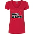 thumbnail image 3 of Inktastic Stroke Survivor with Red Ribbon Women's V-Neck T-Shirt, 3 of 5